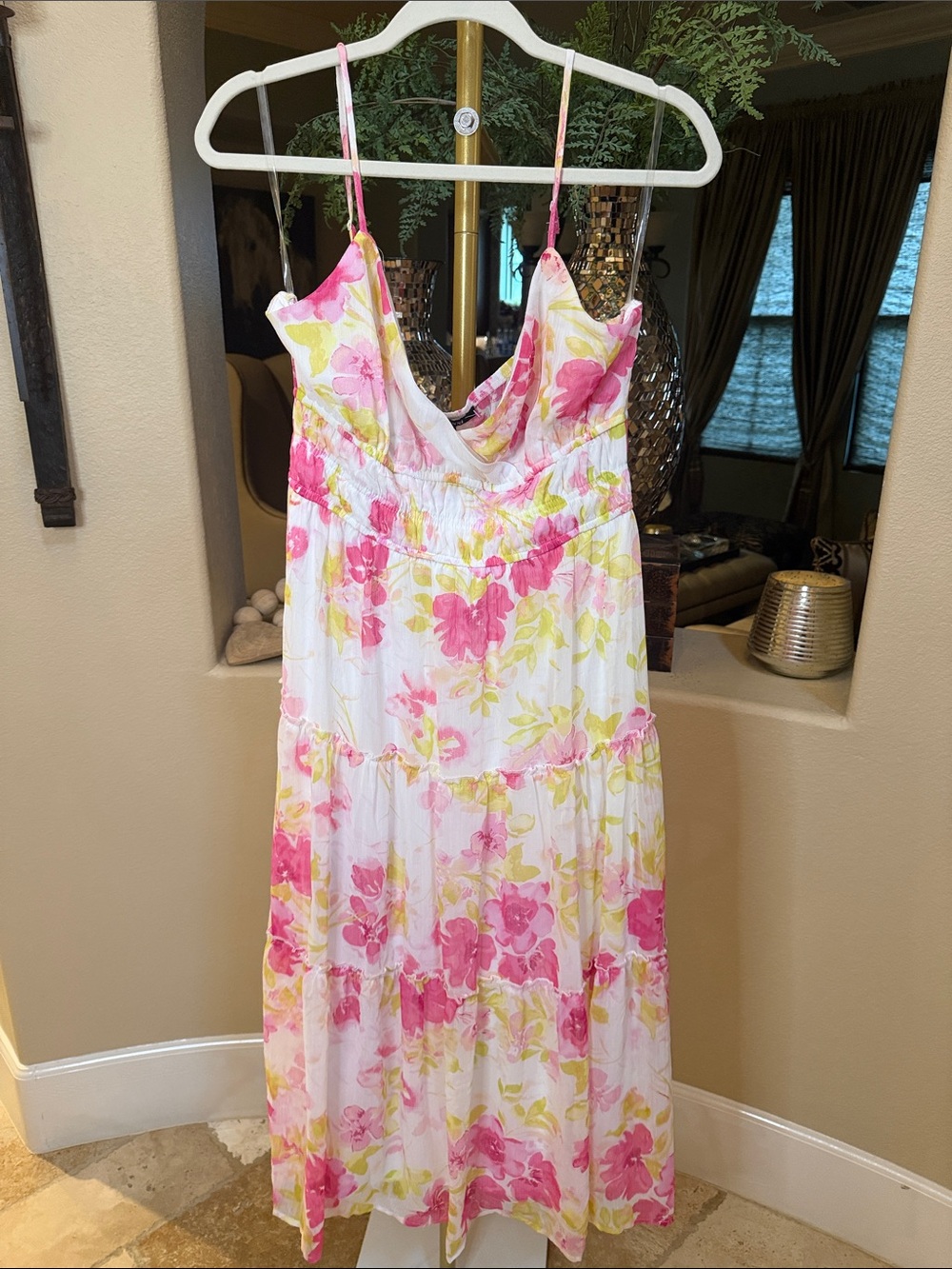 Girls Pink Floral Sundress - Sleeveless Spaghetti Strap